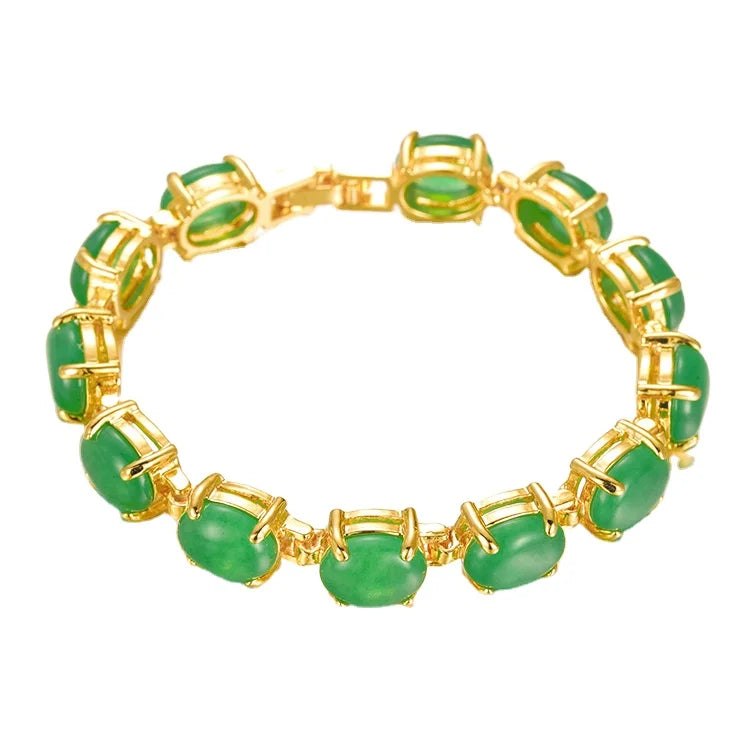 Dubai Gold Jewelry the New Korean Version of the Gold Plated Fashion Microemerald Bracelet Female Jewelry Gold Plated Jewelry