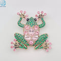 Fashion Jewelry Green and Pink Rhinestone Frog Brooches Alpha Greek Sorority Symbol Pins for Community Souvenirs