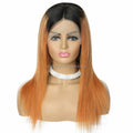 HL26-B3 Remy Human Hair Wigs Bangs T-part Straight T1B#&30# Gradient 12-24inch Human Hair for Black Women 1 Piece Short