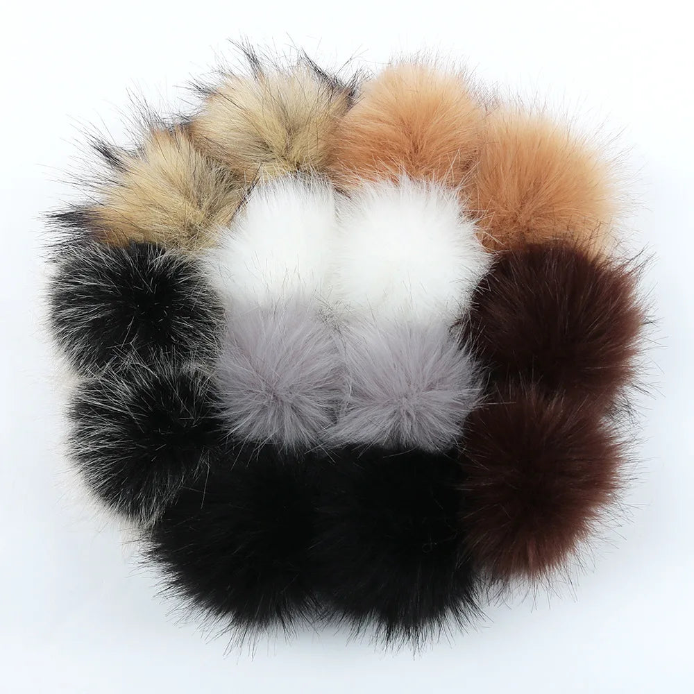 12pcs/pack Factory Price 3.9inch Fur Pom Pom With Elastic