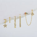 6Pcs Unique Star Love Earrings Set with Colorful Zircon Perfect Jewelry Gift for Women