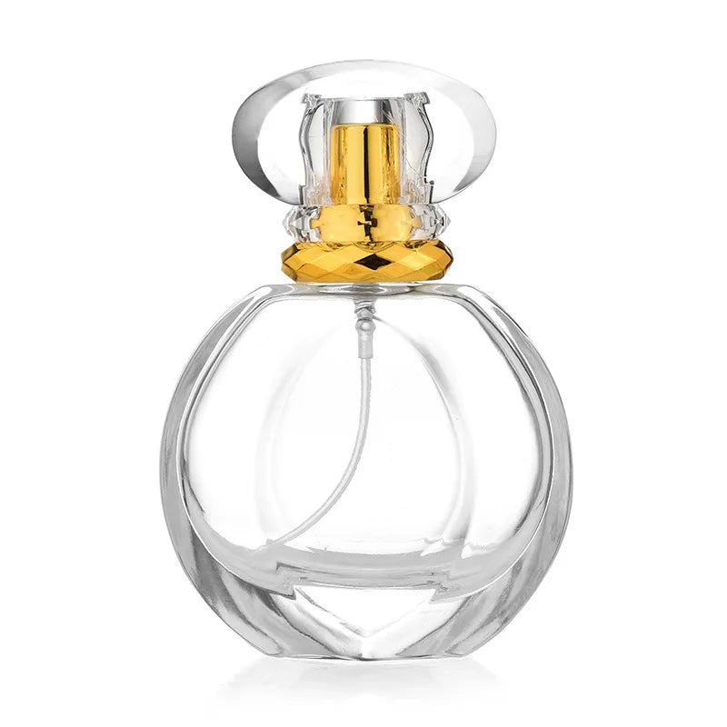 50mL Refillable Leakproof Glass Perfume Bottle with Luxury Crystal Cap for High End Fragrance Packaging Use