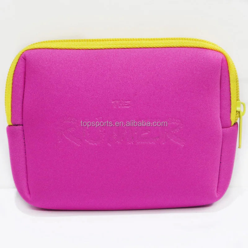 Waterproof Neoprene Zipper Pouch for Pink Cosmetic Organizer Case with Letter Pattern for Makeup Bags