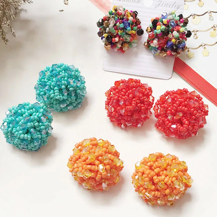 2025 Crystal New Design Bohemia Beads Earrings Handmade Colorful Cluster Flower Seed Bead Fashion Earrings for Women