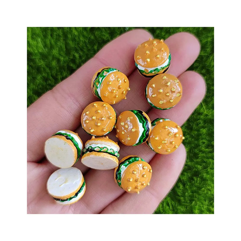 100pcs Miniature Resin Hamburger Crafts Flatbacks 3D Doll House Food DIY Phone Case Home Room Decor for Scrapbooking Diy