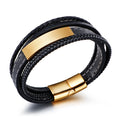 European and American trend multi-layer hand-woven curved brand stainless steel  men's bracelet