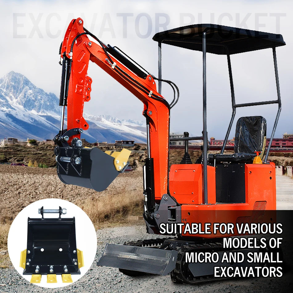 Mini Excavator Attachments 300mm Alloy Steel Strong Wear-resistant Teeth Bucket for 5 Ton New for Farm Work Ditching Dredging
