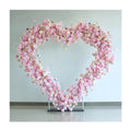 Luxury Heart-Shaped Shelf Prop Frame Decor Floral Artificial Pink White Rose Flower Love Stand for Wedding Arch Backdrop Decor