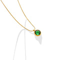 French Vintage Zircon Inlaid Cubic Zircon Round Pendant Dainty Thin Chain Necklace Stainless Steel Jewelry Gift