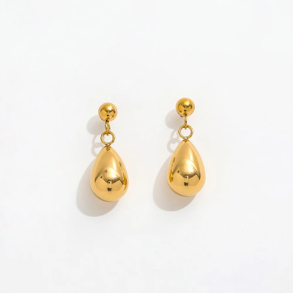 High End PVD 18K Gold Plated Water Drop Pendant Stud Earrings Stainless Steel Jewelry Wholesale