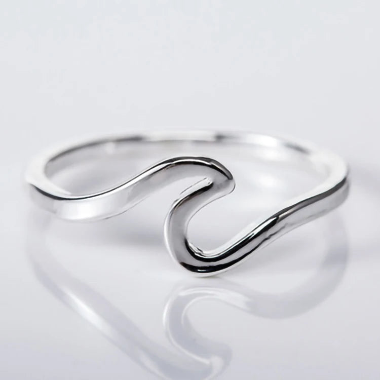 New Fashion Simple Jewelry Wave Ring Women Ocean Surf Wave Ring Minimalist Rings
