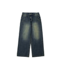 Custom New Fashion Formal Mid Waist Solid Satin Breathable Monkey Wash Straight Blue Wide Leg Denim Plus Size Men's Jeans