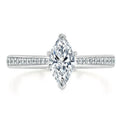 SGARIT 1CT Marquise Cut Moissanite Jewelry 18K White Solid Gold Wedding Ring with Micro Pave Side Stone Eternity Ring