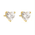 Fashion Heart Shaped Stud Earring Jewelry S925 Sterling Silver Joyas De Plata 14K Gold Color Exquisite Earrings for Girl Gift