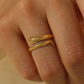 Classic INS Design Stainless Steel 18K Gold Plated Single Spiral Snake Open Rings for Women Adjustable