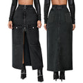 Y218631 Latest Design Plus Size Women Jean Skirt Elastic Fit Zipper Pocket Long Maxi Skirts Women Denim Skirt for Women