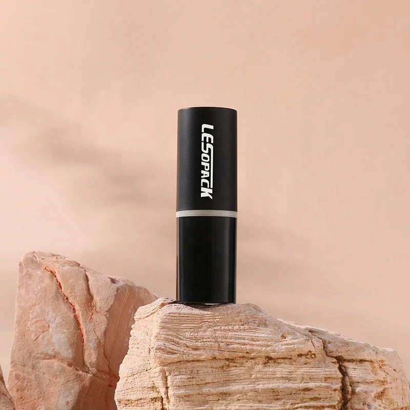 Wholesale  Lip Stick Packaging Private Label Custom Brown Color Plastic Round Shaped Lipstick Tube