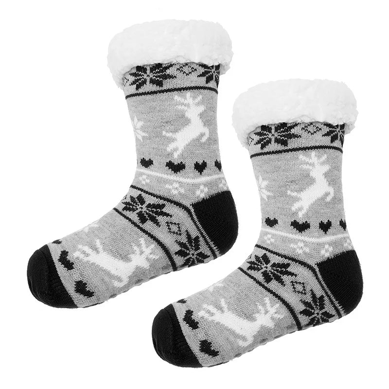 Custom Thermal Winter Warm Fuzzy Slipper Floor Anti Slip Fleece Lined Sherpa Custom Design Socks Cute Socks Non-slip Socks