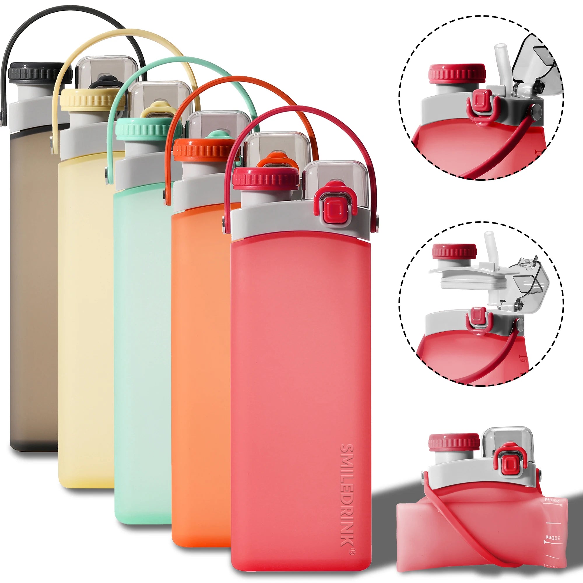 Wholesale Custom Folding Silicone Water Drink Bottle Reusable Travel Outdoor Children Collapsible Bpa Free Silicone Water Bottle