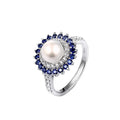 Wholesale Price Freshwater Pearl Round Rings Bling Jewelry 925 Sterling Silver Crystal Wholesale Dropshipping Rings  for Women