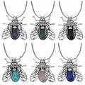 Wholesale Natural Crystals Healing Stones Pendant Fashion Fly Animal Necklace for Women Men Accessories
