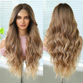13*6 Front Lace Synthetic Japanese Future Fiber Long Natural Curly Wave Wig Light Brown Blonde Wig Soft Smooth Long-lasting Wave