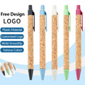 Wholesale Hot Selling Cork Wheat Straw Ballpoint Pen ECO Friendly Push-button Gift Promotion Ballpoint Pen With Custom Logo