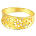 High Quality Yellow Gold Plated Ring 925 Sterling Silver Floral Cut-Out Design and Embedded CZ Diamond Ring Jewelry for Women