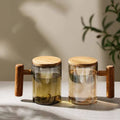 High Borosilicate Glass Office Cup Large-capacity Transparent Household Glass Tea Cup with Wooden Handle Cover