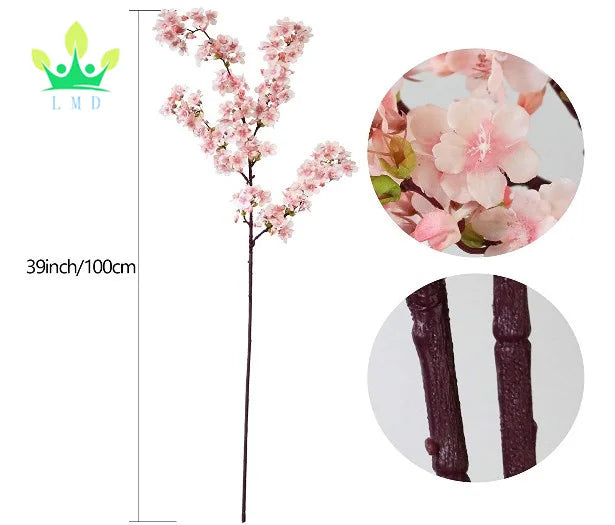 Chic Home & Wedding Decoration Tall Artificial Cherry Blossom Branches & Flowers Silky & Plastic Elegant Vase Arrangements