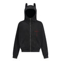 Retro 450g Knitted Cardigan Sweater Casual Solid Distressed Cross Embroidery Hooded Zippered Loose Jacket Hoodie Digital Printing
