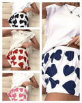 Women's Plus Size Summer Sleepwear Sets Soft Knitted Stripe Love Heart Print Elastic Waist Breathable Design Hot Sale Pajamas