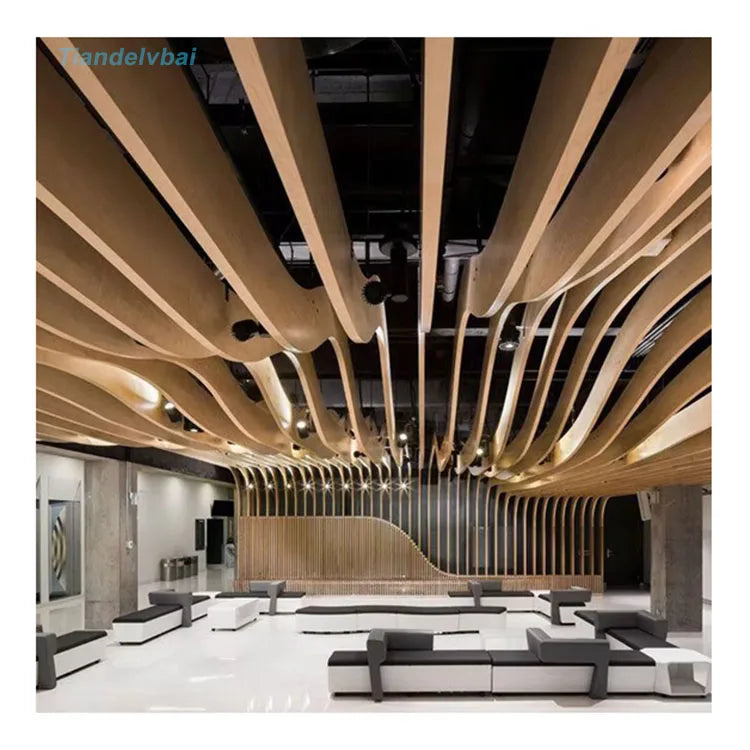 Interior Decoration Aluminum Curved Irregular Baffle Ceiling Design Metal Suspended Ceilings