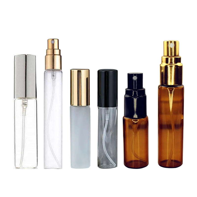5ml 10ml 15ml 20ml Transparent Glass Spray Bottle Sample Vials Portable Mini Atomizer Gold Silver Cap 15 ml Perfume Bottle