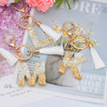 Creative 26 Letter Resin Keychain With White Tassel Keyring Charms Lucky Initial Key Chain Bag Car Key Pendant
