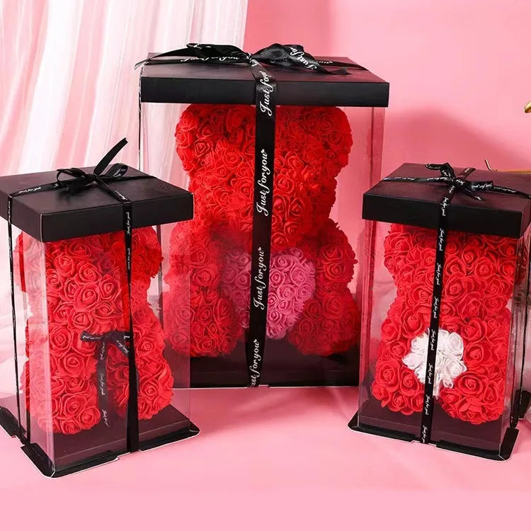 Wholesale DIY Teddy Bear with Artificial Rose Christmas Valentines Day & Easter Gift for Mom Women 25cm 40cm 70cm Rose