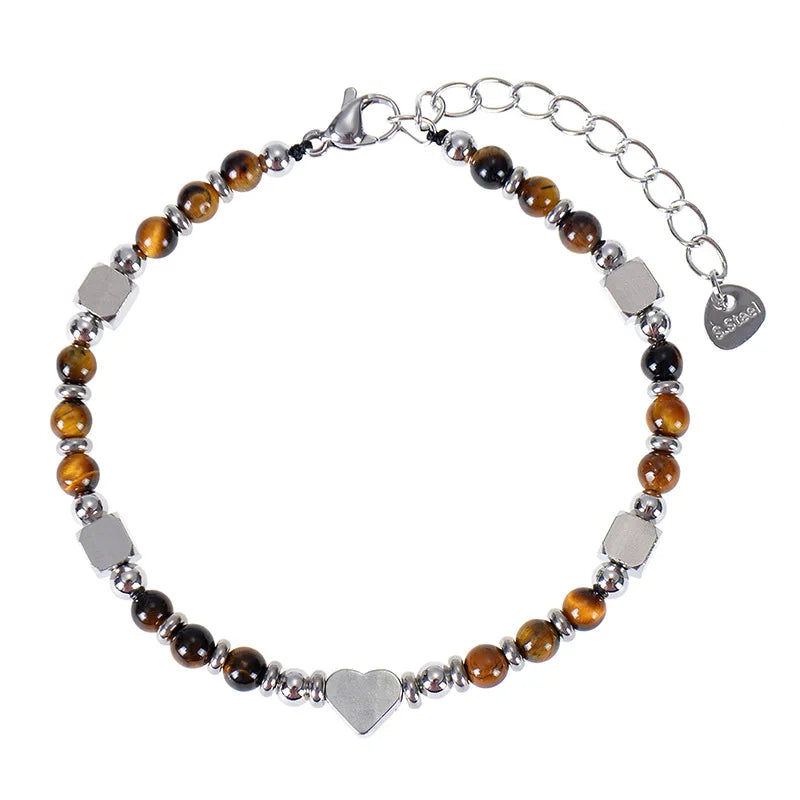 Wholesale New Trendy Gold Plated Stainless Steel Chain Bracelet Crystal Rhinestone Heart Shape Men Women's Charm Jewelry Gift