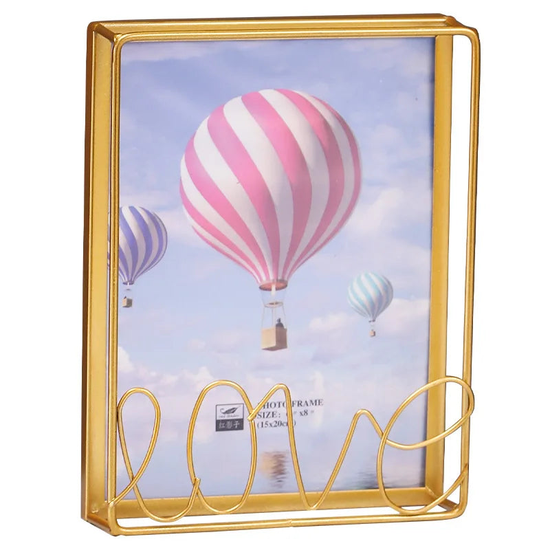 Nordic Home Decor Metal Wooden Photo Frame Home Decor Modern Living Room Bedroom Office Home Decorative Items Creative Ornament