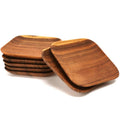 Handmade 6 Inch Japanese Acacia Wood Dinnerware Hotel Steak Cheese Sushi Square Serving Plate Set Laser Logo for Home Service MegaBDM