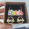 Qiuhan Stainless Steel Personalized Enamel Custom Name Colorful Round Earrings Set Handmade Jewelry Anniversary Gift