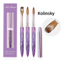 Zhizhuang Top Quality Nails Brush Purple Wood Handle Crimped Acrylic Nail Brush 100% Pure Kolinsky With Box for Manicure Powder