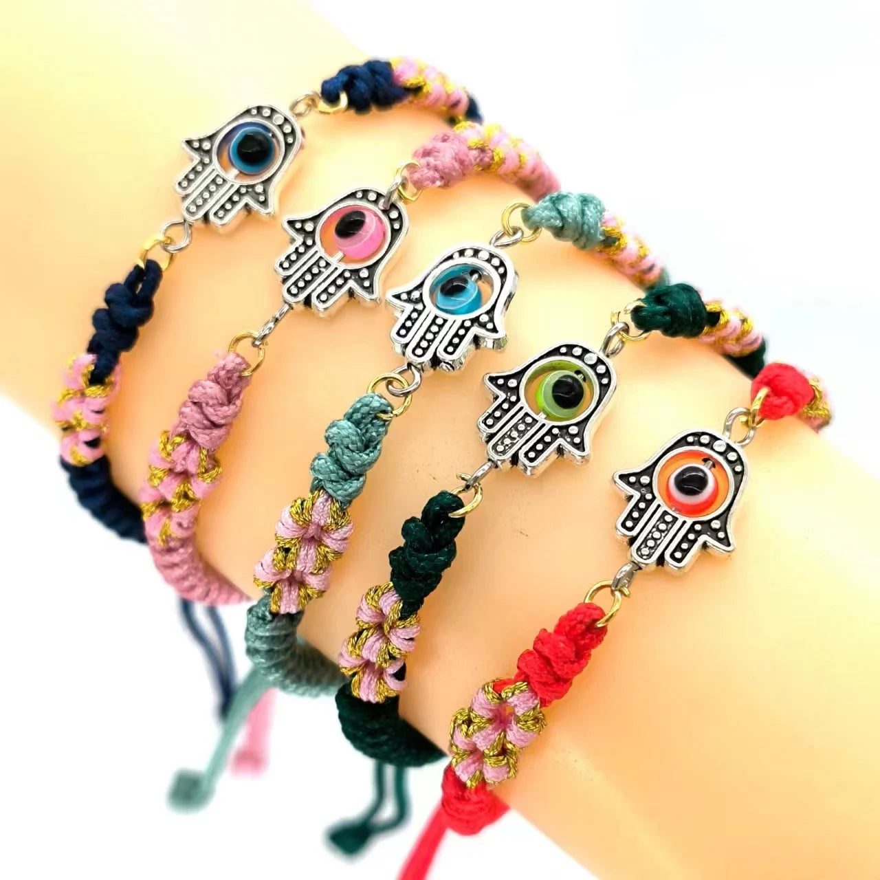 LC202309253 Wholesale Latest Fashion Red Lucky Hamsa Hand Evil Eye Rope String s