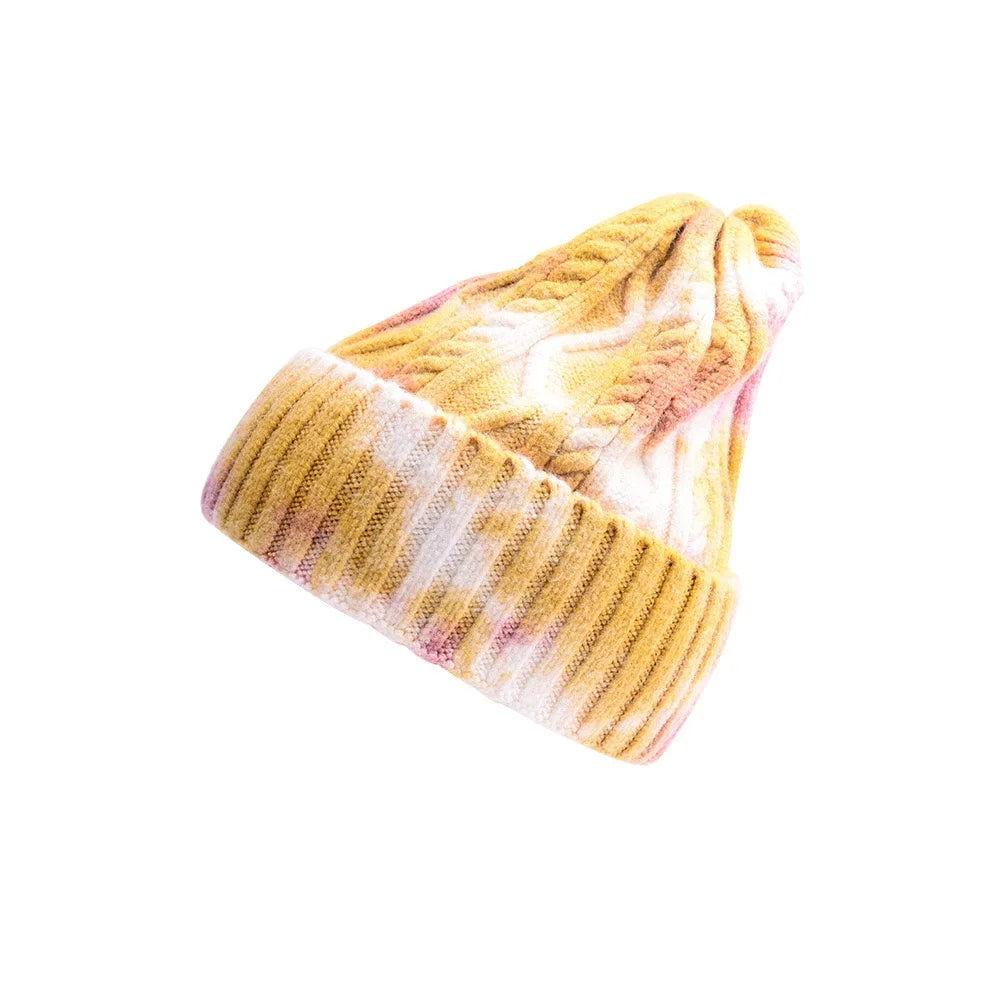 Custom Tie-Dye Beanies With Embroidery Logo Good Quality Stock Knitted Beanies With Good Quality
