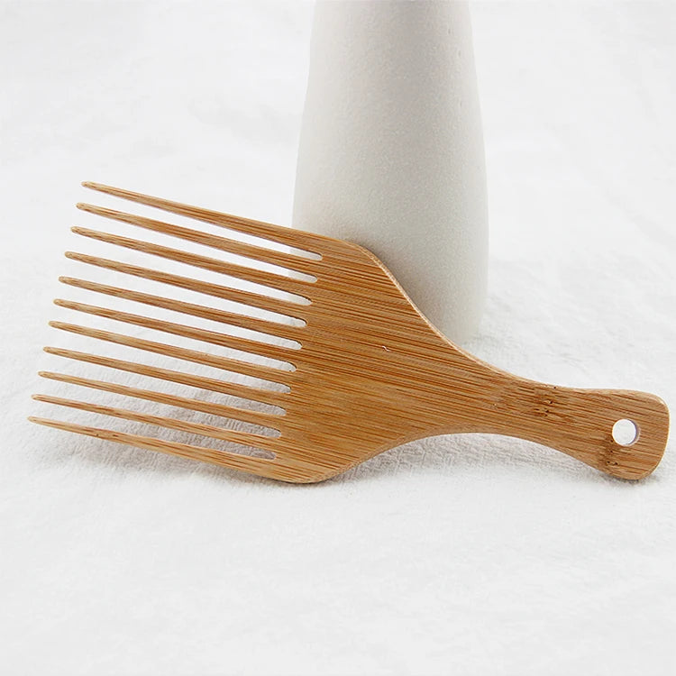 Eco-friendly Wholesale Bamboo Wood Wide Tooth Comb for Afro Hair and Beard Care for Men and Women Use at Home
