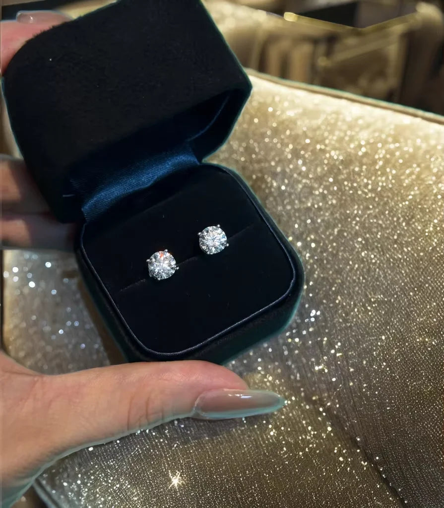 IGI Certified 1CT Lab Grown Diamond Filled White D Color Classic Unisex 4 Prongs Screw Back Studs Round 14K Solid Gold Earrings