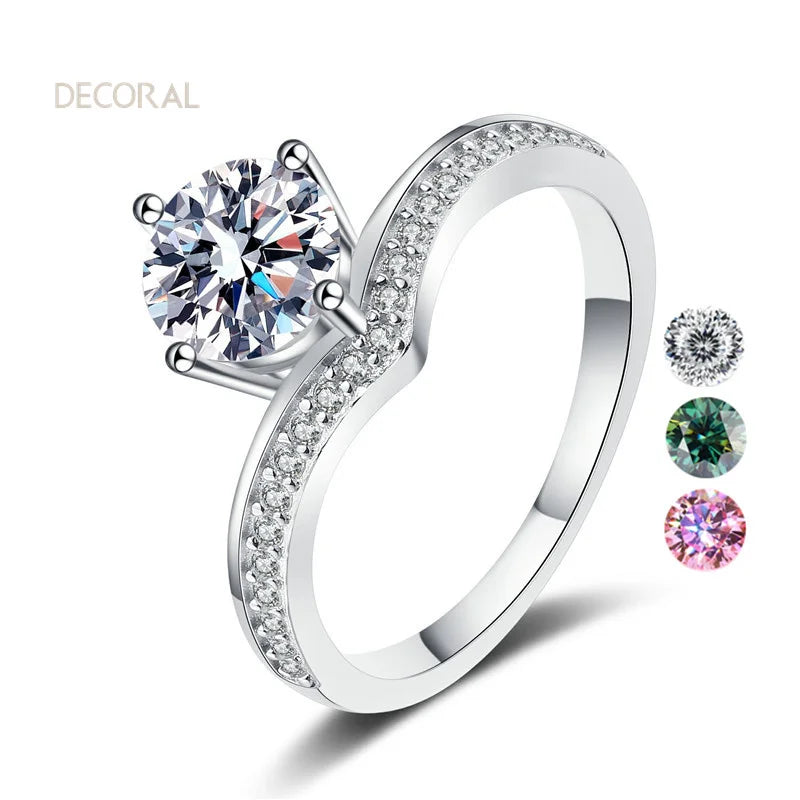 Wholesale Custom High End 0.5/1/2ct Moissanite Ring 925 Sterling Silver Wedding Moissanite Round Diamond Ring Women