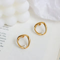 OEM Custom Stainless Steel Metal 18k Gold Plated Pearl Earrings Jewelry for Women