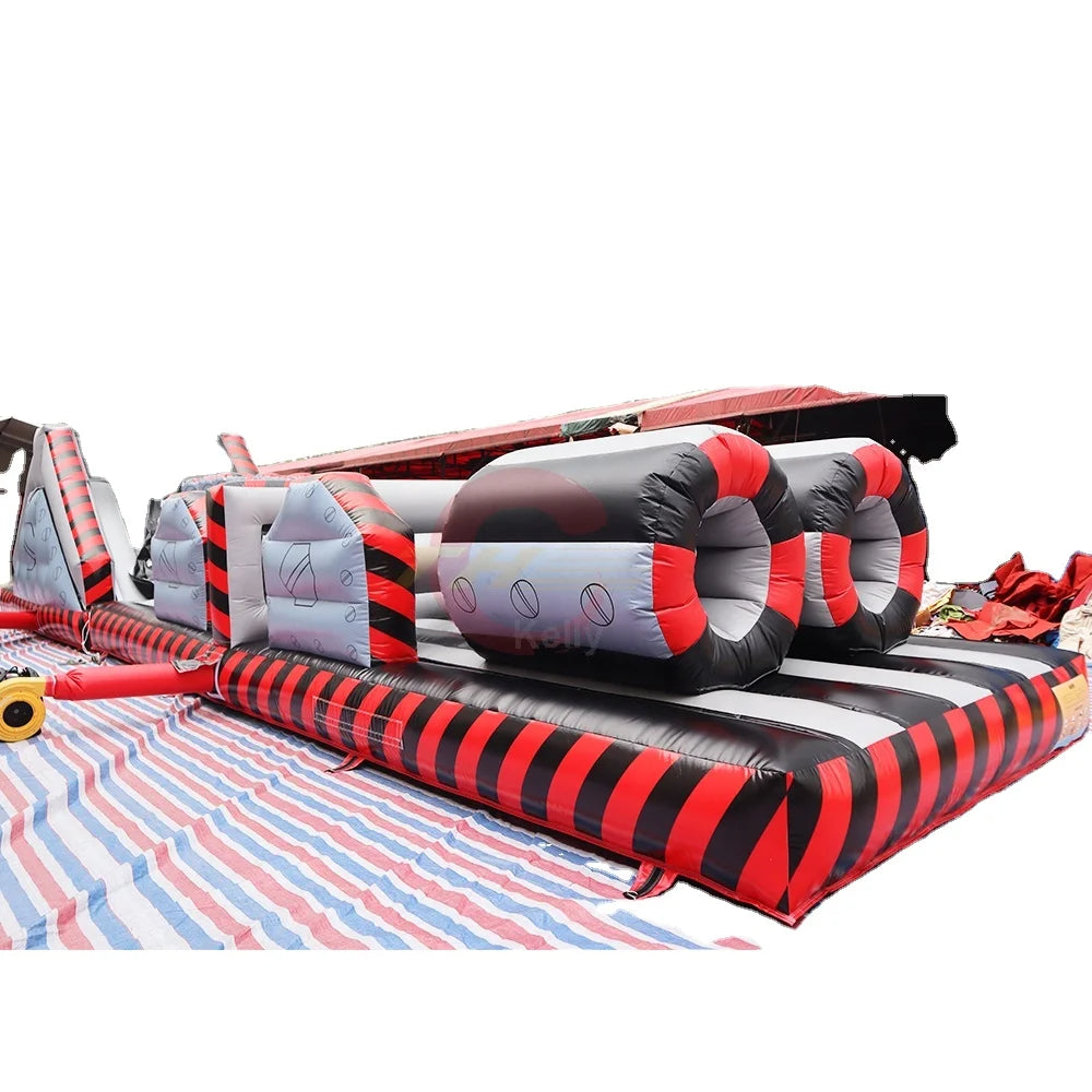 50ft Long Inflatable Obstacle Course for Outdoor Play  Amusement Park Equipment Fun Land Challenge Playground