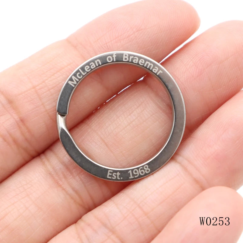 Great Value 25mm Stainless Steel Key Ring with Laser Printing Custom Logo Flat Split Keychain O Ring