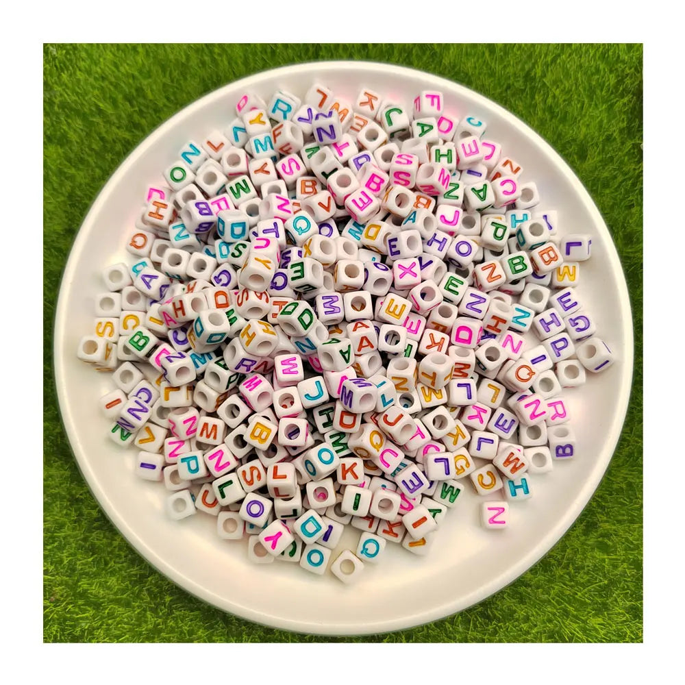 500g/Lot Mixed Acrylic Letter Beads Alphabet Digital Cube Loose Spacer Beads for Jewelry Making Diy Bracelet 6mm